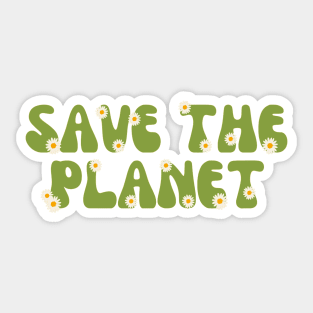 save the planet retro groovy pink and green - earth day Sticker